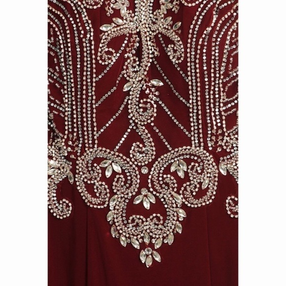 BURGUNDY Jeweled Dress 1901 - Picture 5 of 6